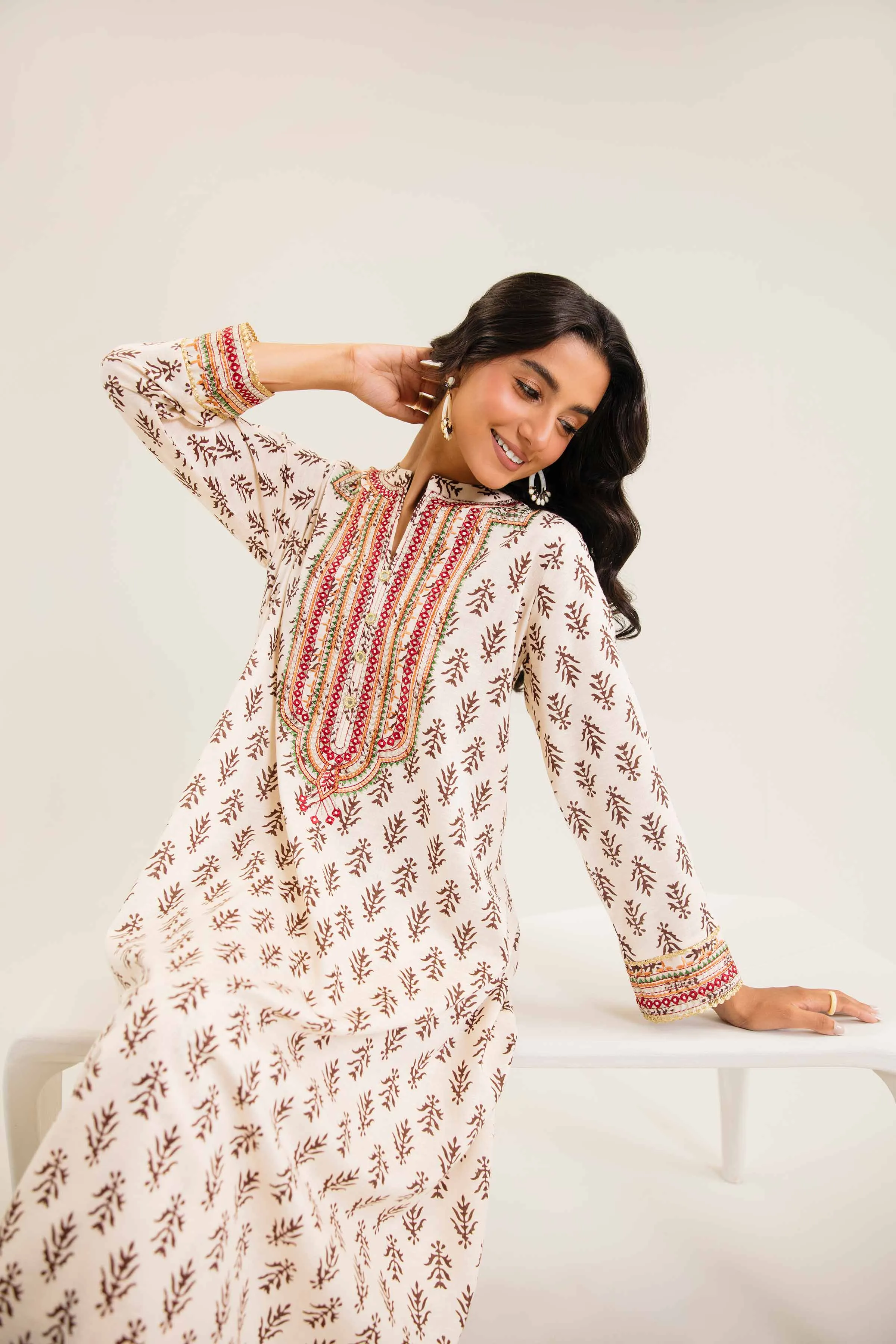 2 Piece - Printed Embroidered Suit - PW24-240
