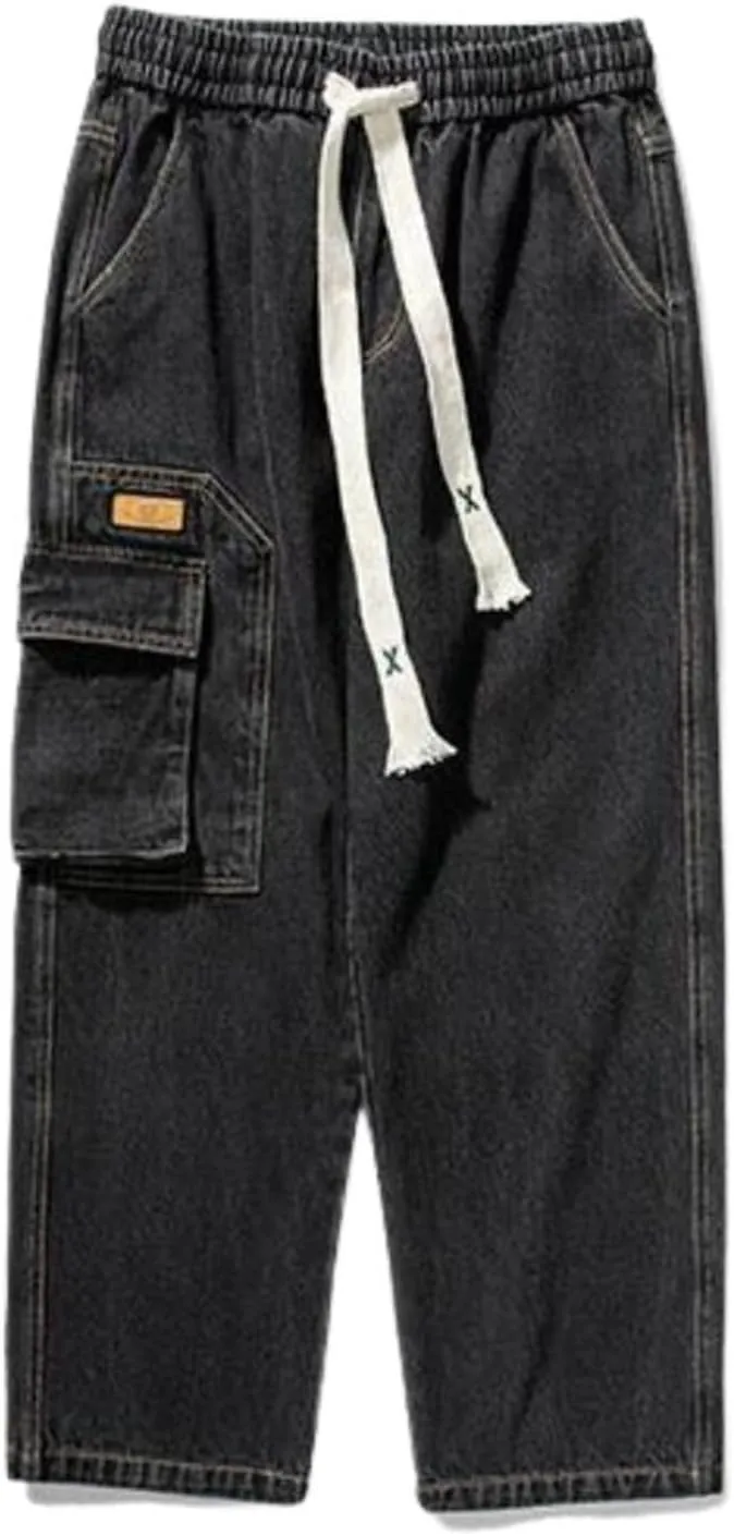 2023 Men's Cargo Jeans Loose Fit Hip Hop Denim Pants Stylish Casual Loose Work Jean Pants Streetwear Straight Fit Jeans
