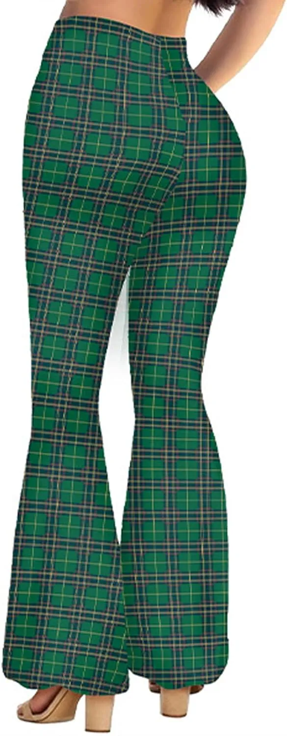 Awoscut Women's High Waist Flare Pants Ethnic Style Floral Print Y2k Pants Slim Trousers Spring Summer Casual Bottoms