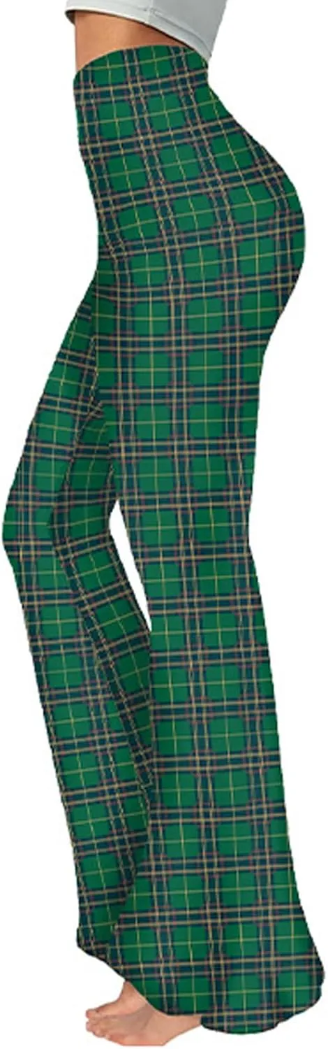 Awoscut Women's High Waist Flare Pants Ethnic Style Floral Print Y2k Pants Slim Trousers Spring Summer Casual Bottoms