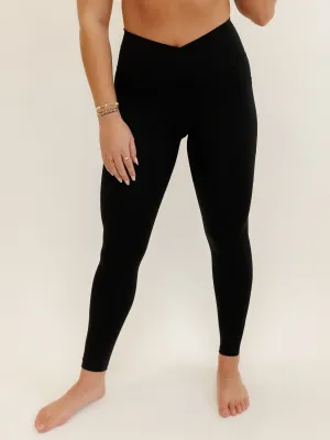 Black "Sloan" Wrap Waist High Rise Pocket Leggings
