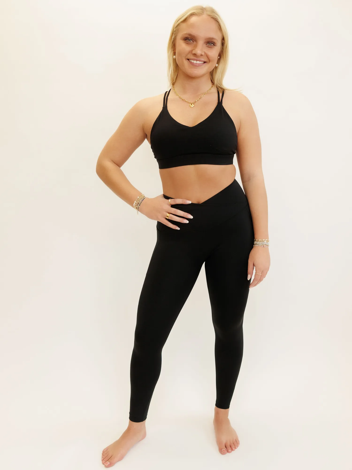 Black "Sloan" Wrap Waist High Rise Pocket Leggings