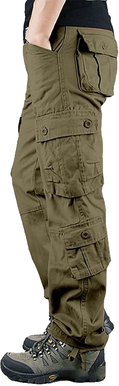 Cargo Pants for Men Outdoor Hiking Pants Plus Size Loose Fit Cargo Work Pants Tactical Workout Pants with 8 Pockets