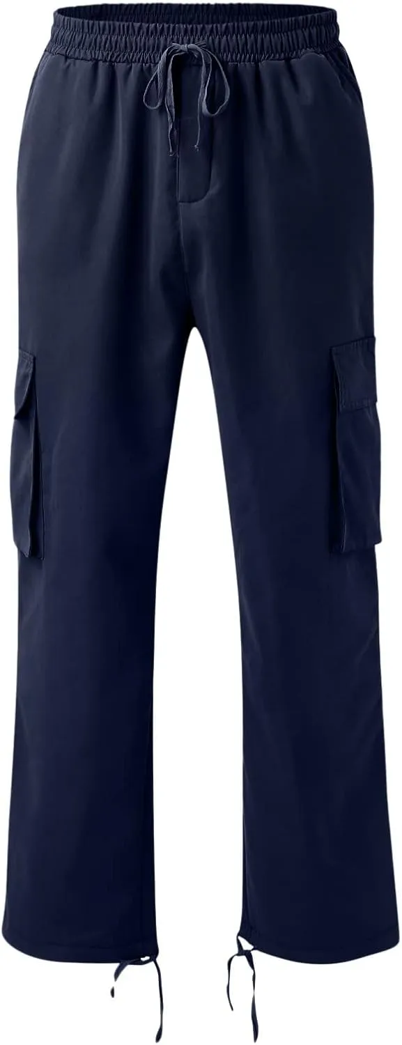 Cargo Sweatpants for Men Tapered Stretch Twill Drawstring Athletic Joggers Sweatpants with 6 Pockets Men's Sweatpants