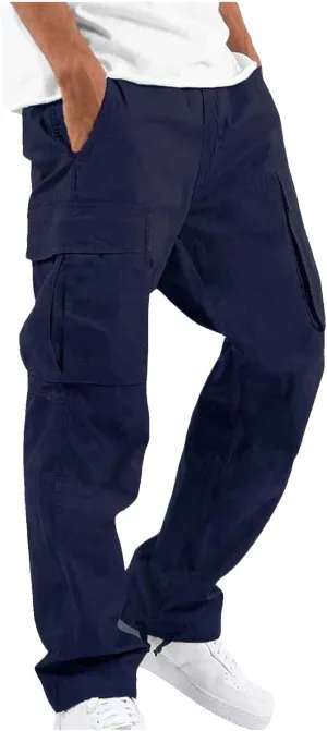 Cargo Sweatpants for Men Tapered Stretch Twill Drawstring Athletic Joggers Sweatpants with 6 Pockets Men's Sweatpants