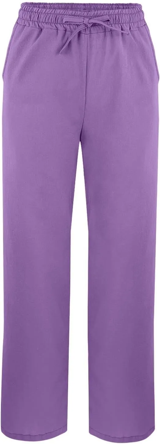 Linen Pants for Women Summer 2025 Elastic Waist Straight Leg Lightweight Pants Vacation Beach Casual Trendy Trousers