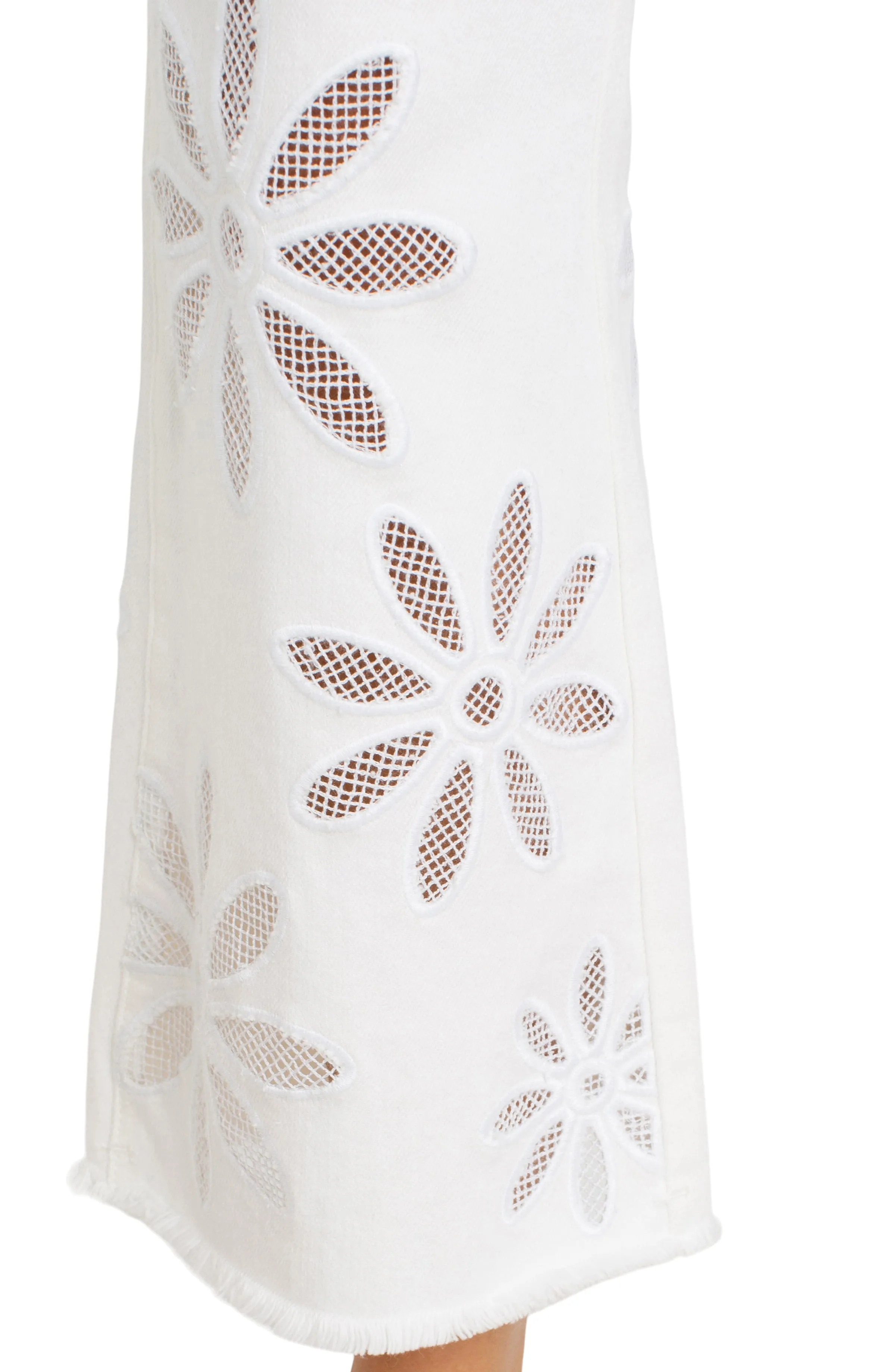 Liverpool Hannah White Daisy Crop Flare Jeans with Fray Hem