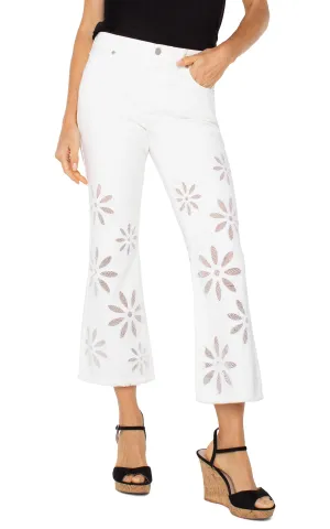 Liverpool Hannah White Daisy Crop Flare Jeans with Fray Hem