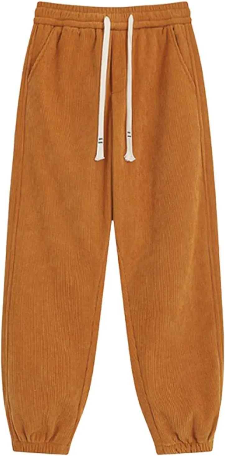 Men's Casual Athletic Pants Hiking Baggy Pants Belted Foot Elastic Waist Pants Casual Solid Pants Jogger Pants