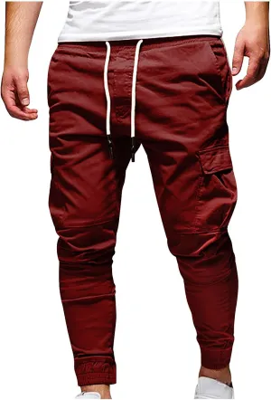 Mens Casual Joggers Pants Slim Fit Stretch Drawstring Cargo Pants Hiking Outdoor Track Jogging Sweatpants