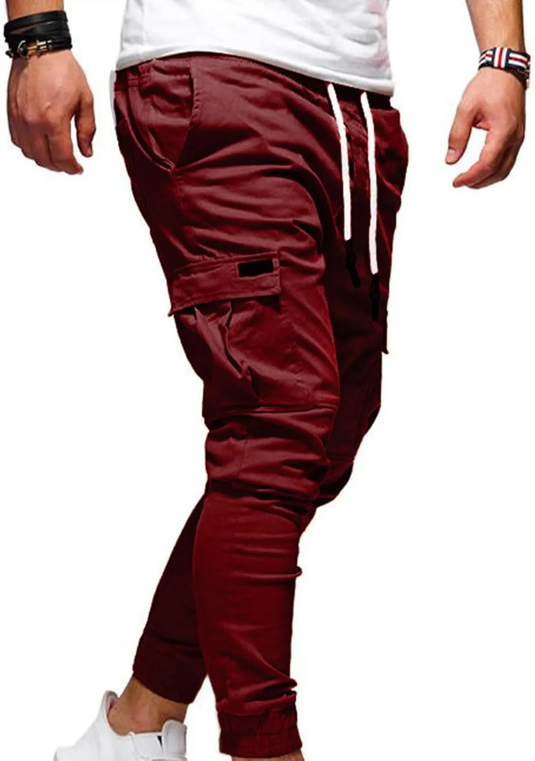 Mens Casual Joggers Pants Slim Fit Stretch Drawstring Cargo Pants Hiking Outdoor Track Jogging Sweatpants