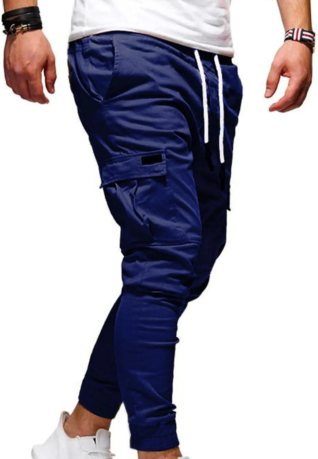 Mens Casual Joggers Pants Slim Fit Stretch Drawstring Cargo Pants Hiking Outdoor Track Jogging Sweatpants