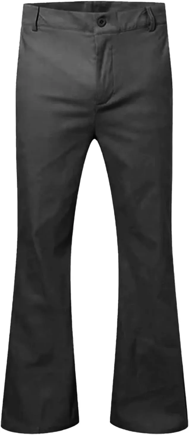 Men's Classic Flared Trousers Slim Fit Solid Pants Retro Fashion Disco Pants Outdoor Business Trousers with Pockets