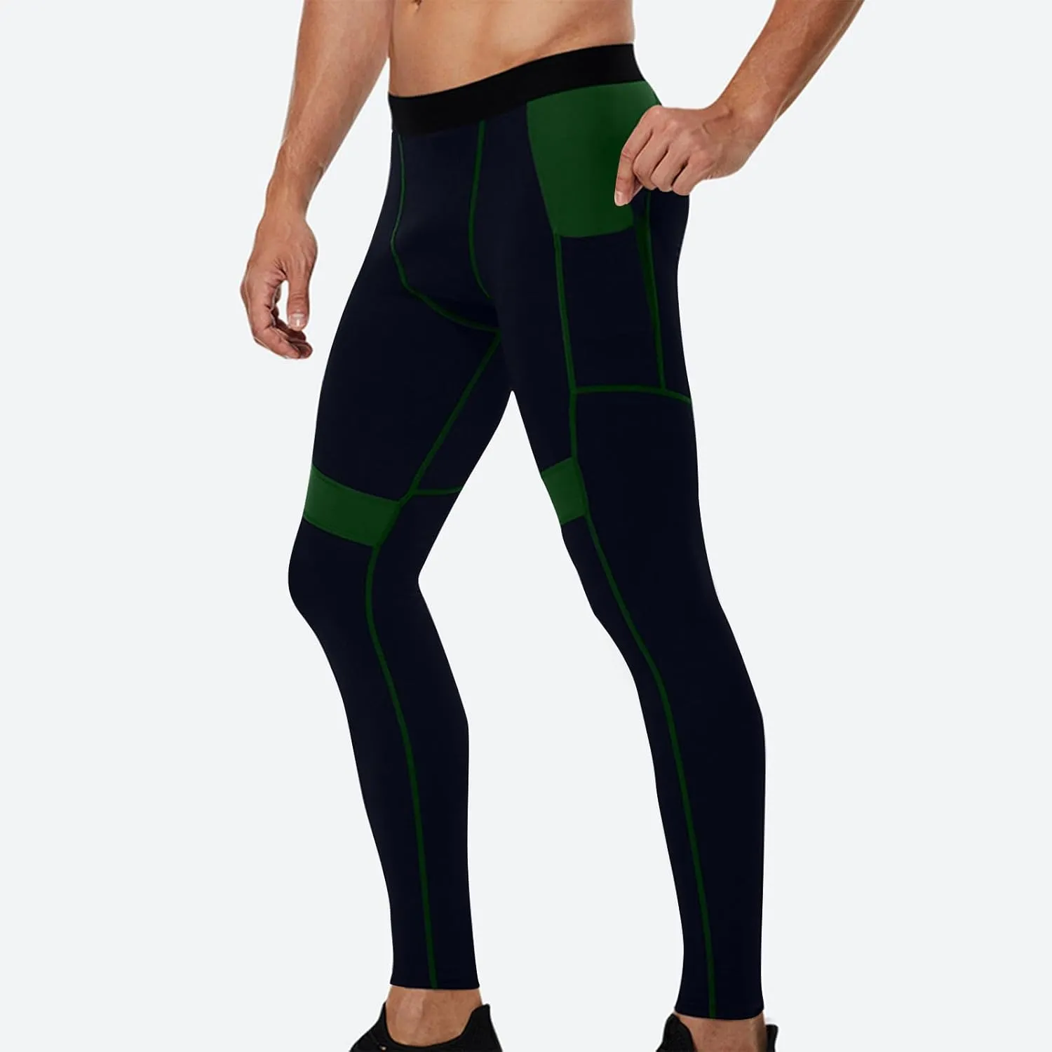 Men's Compression Pants High Stretch Quick Dry Waistband Slim Athletic Leggings Gym Running Workout Daily Base Layer