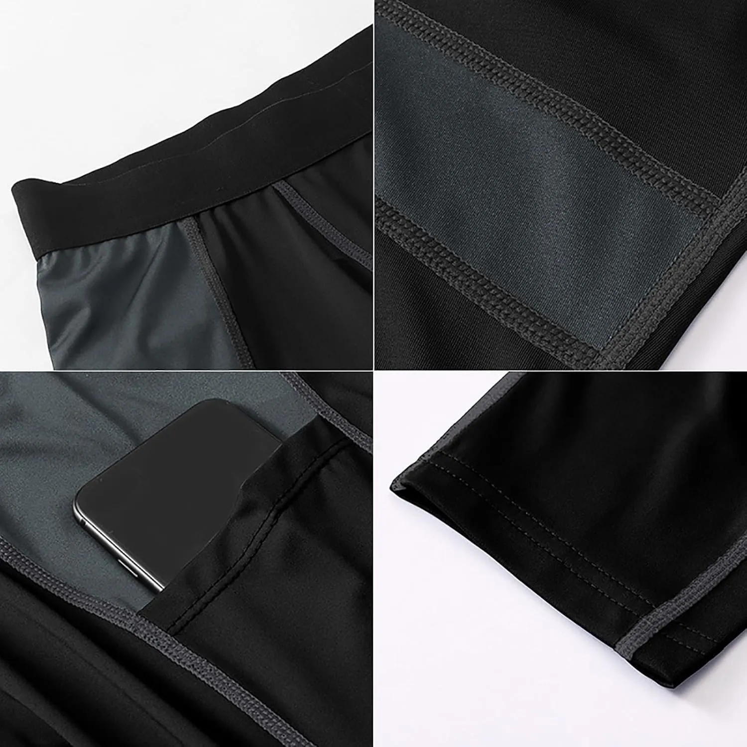 Men's Compression Pants High Stretch Quick Dry Waistband Slim Athletic Leggings Gym Running Workout Daily Base Layer