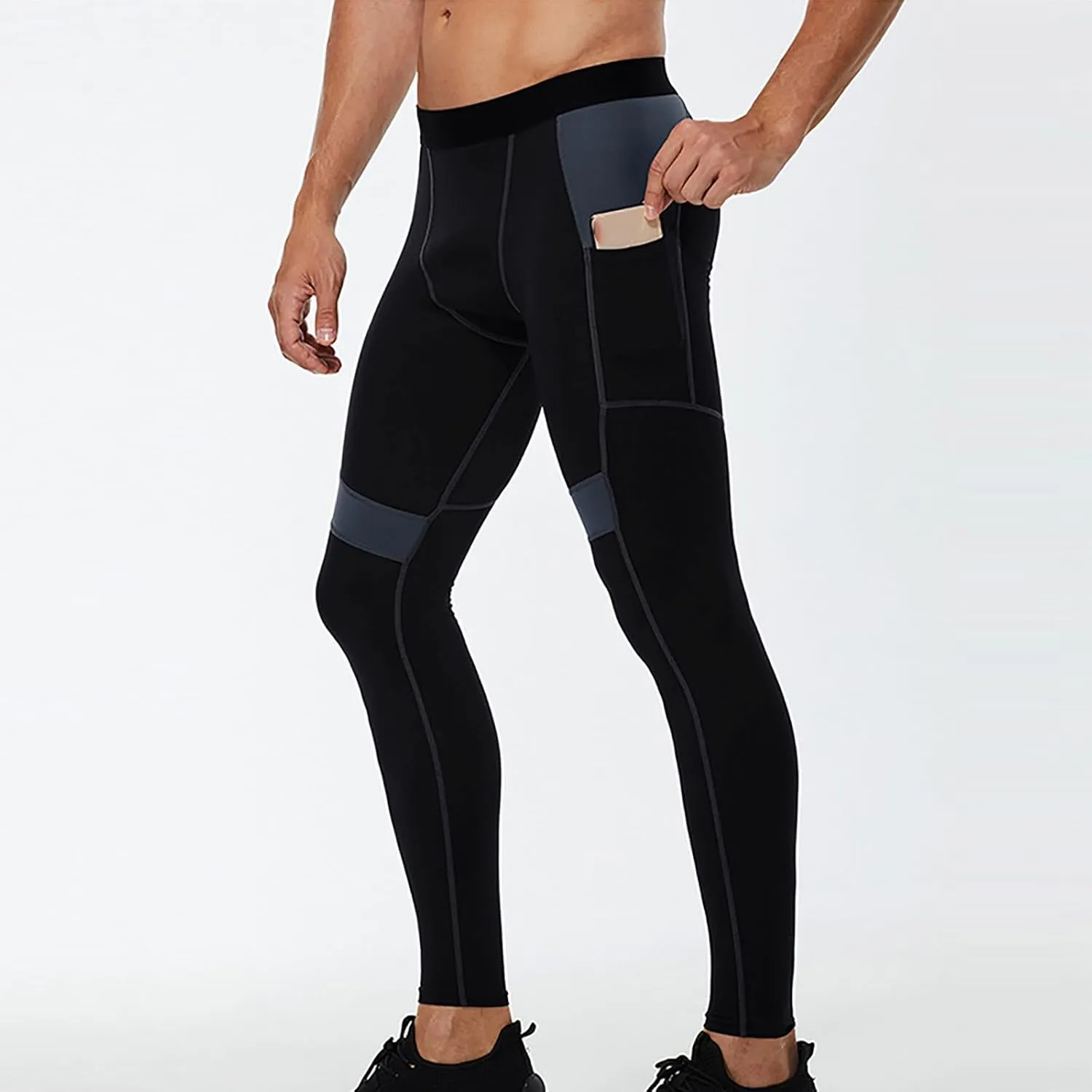 Men's Compression Pants High Stretch Quick Dry Waistband Slim Athletic Leggings Gym Running Workout Daily Base Layer