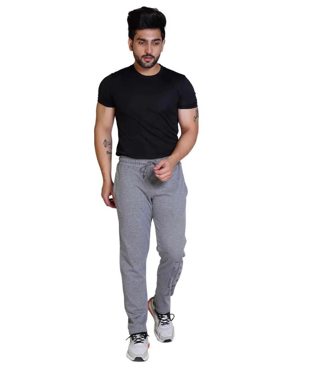 Men's Dark Grey Printed Track Pant