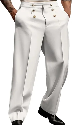 Mens Pleated Suit Dress Pants Casual Business Formal Pant Loose Fit Wrinkle Free Expandable Waist Trouser with Pocket