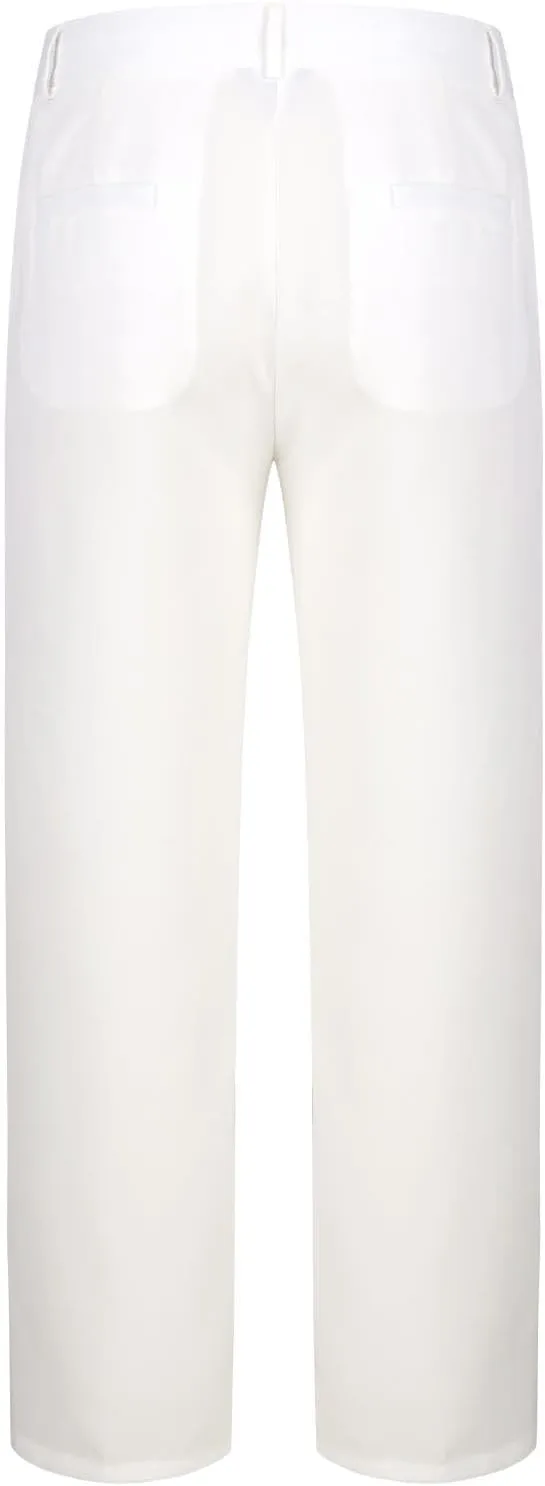 Mens Pleated Suit Dress Pants Casual Business Formal Pant Loose Fit Wrinkle Free Expandable Waist Trouser with Pocket