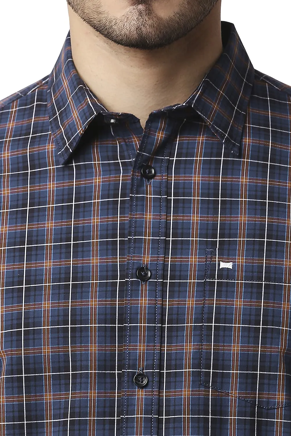 Slim Fit Cotton Checks Shirt