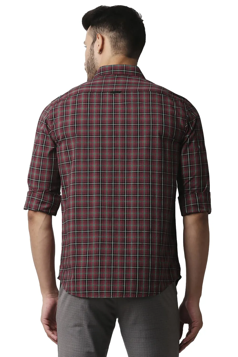 Slim Fit Cotton Checks Shirt