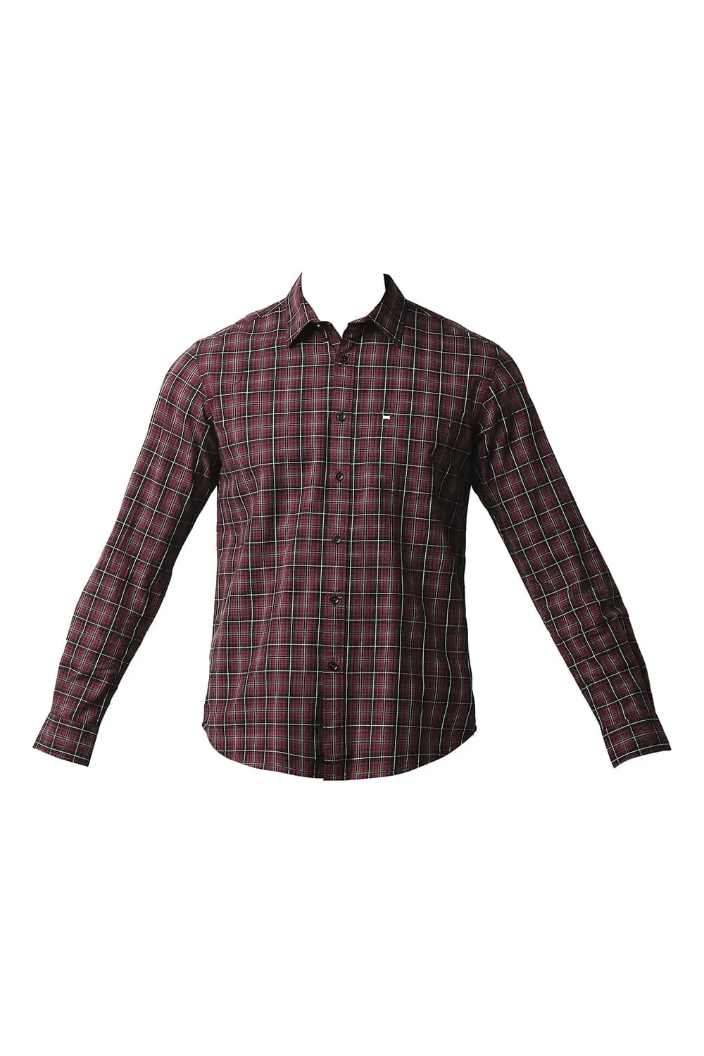 Slim Fit Cotton Checks Shirt
