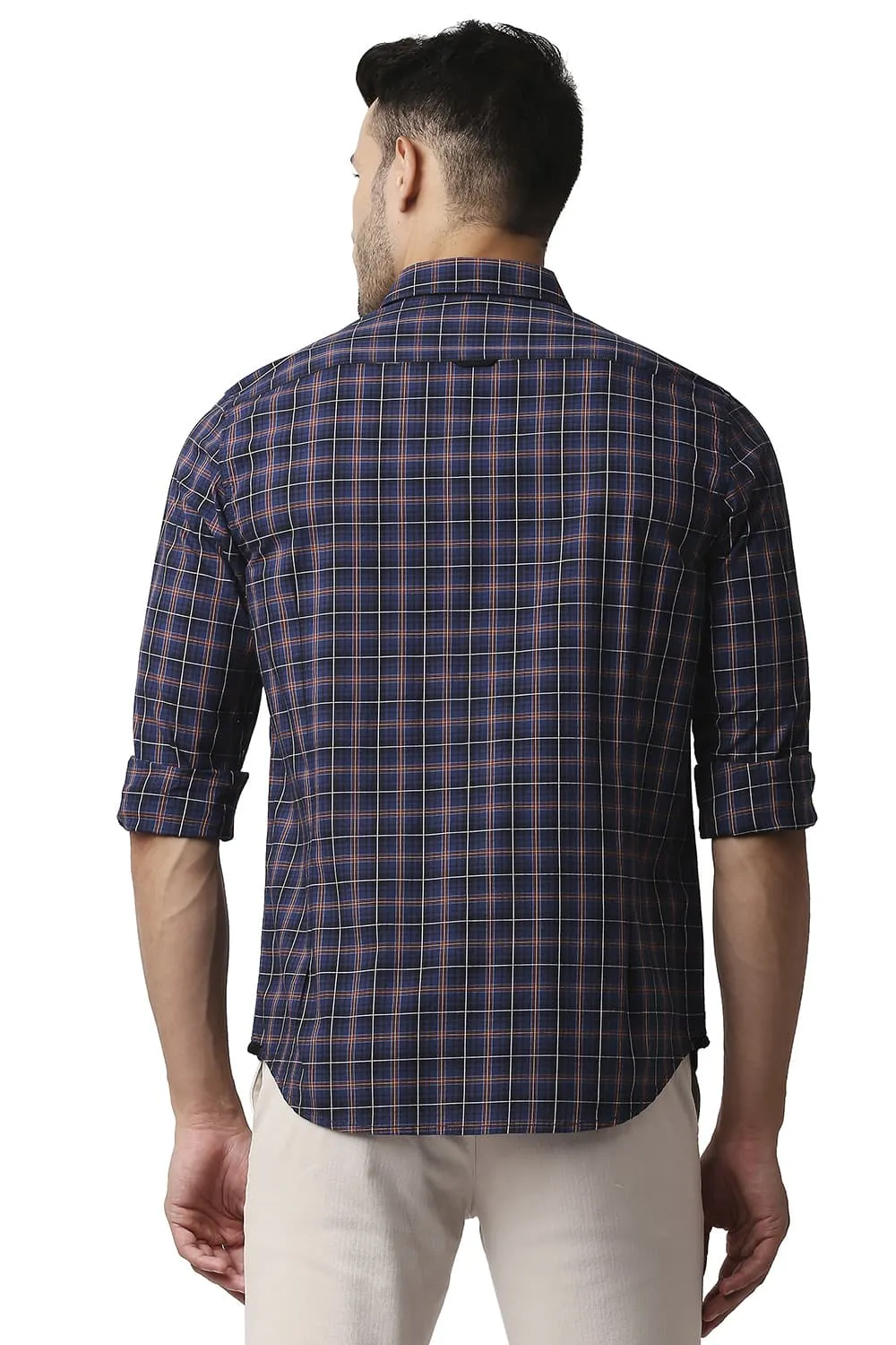 Slim Fit Cotton Checks Shirt