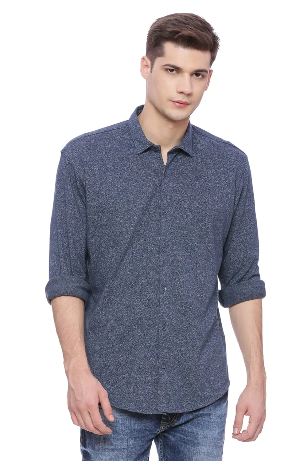 Slim Fit Long Sleeve Knit Shirt