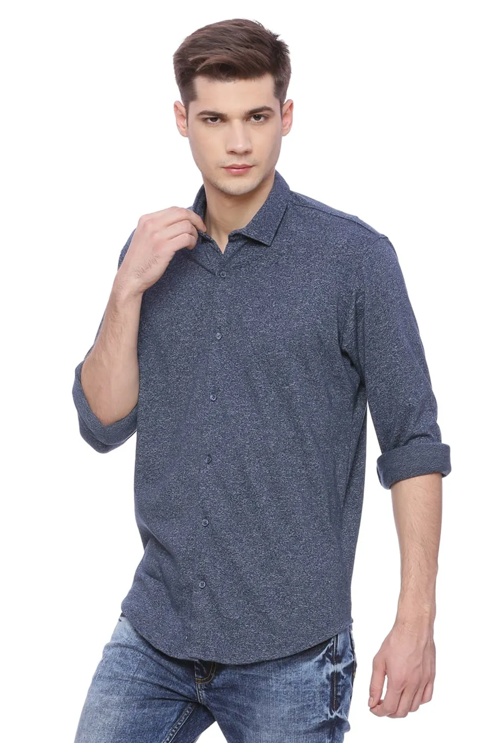 Slim Fit Long Sleeve Knit Shirt