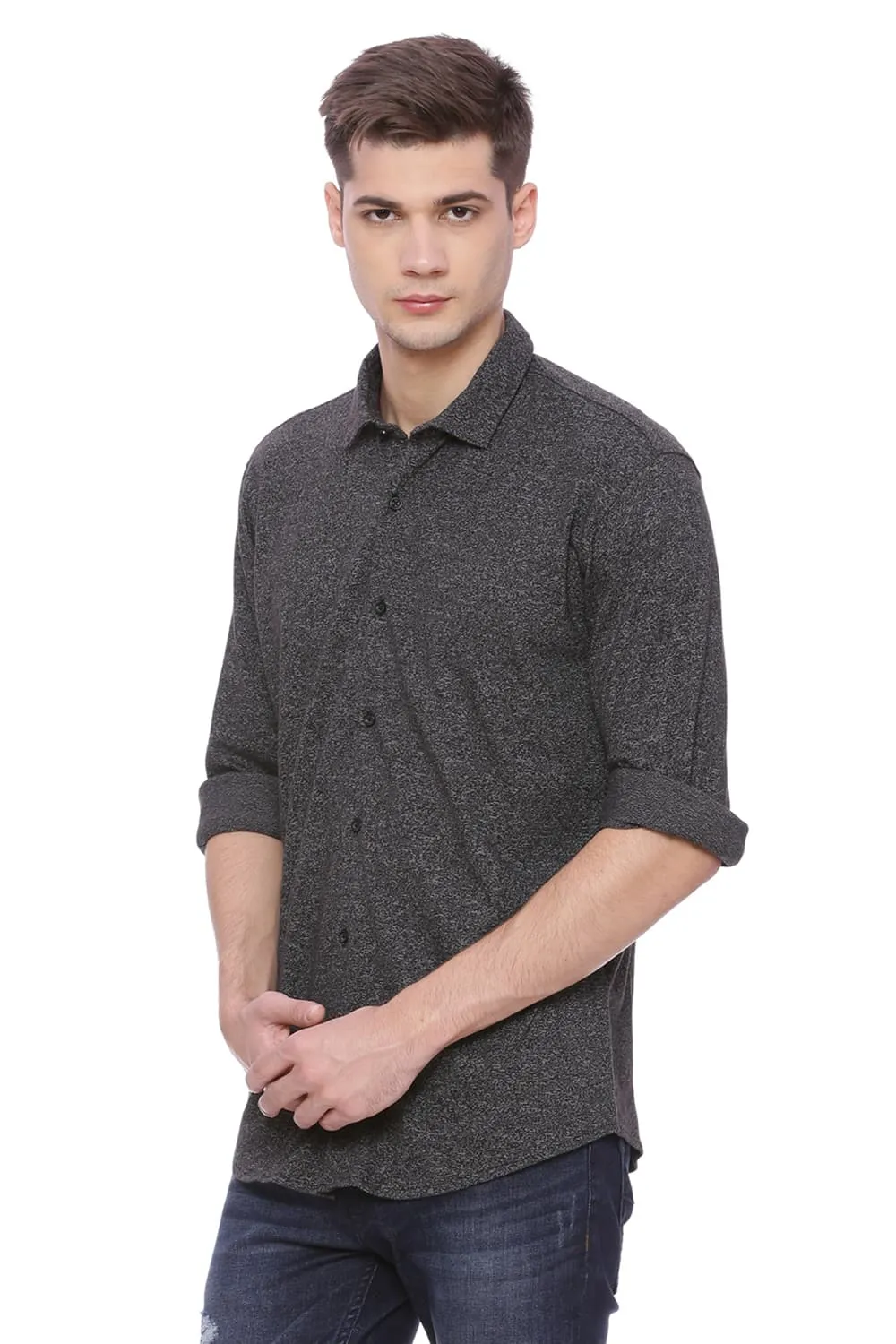 Slim Fit Long Sleeve Knit Shirt