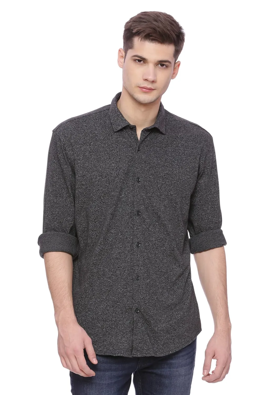 Slim Fit Long Sleeve Knit Shirt