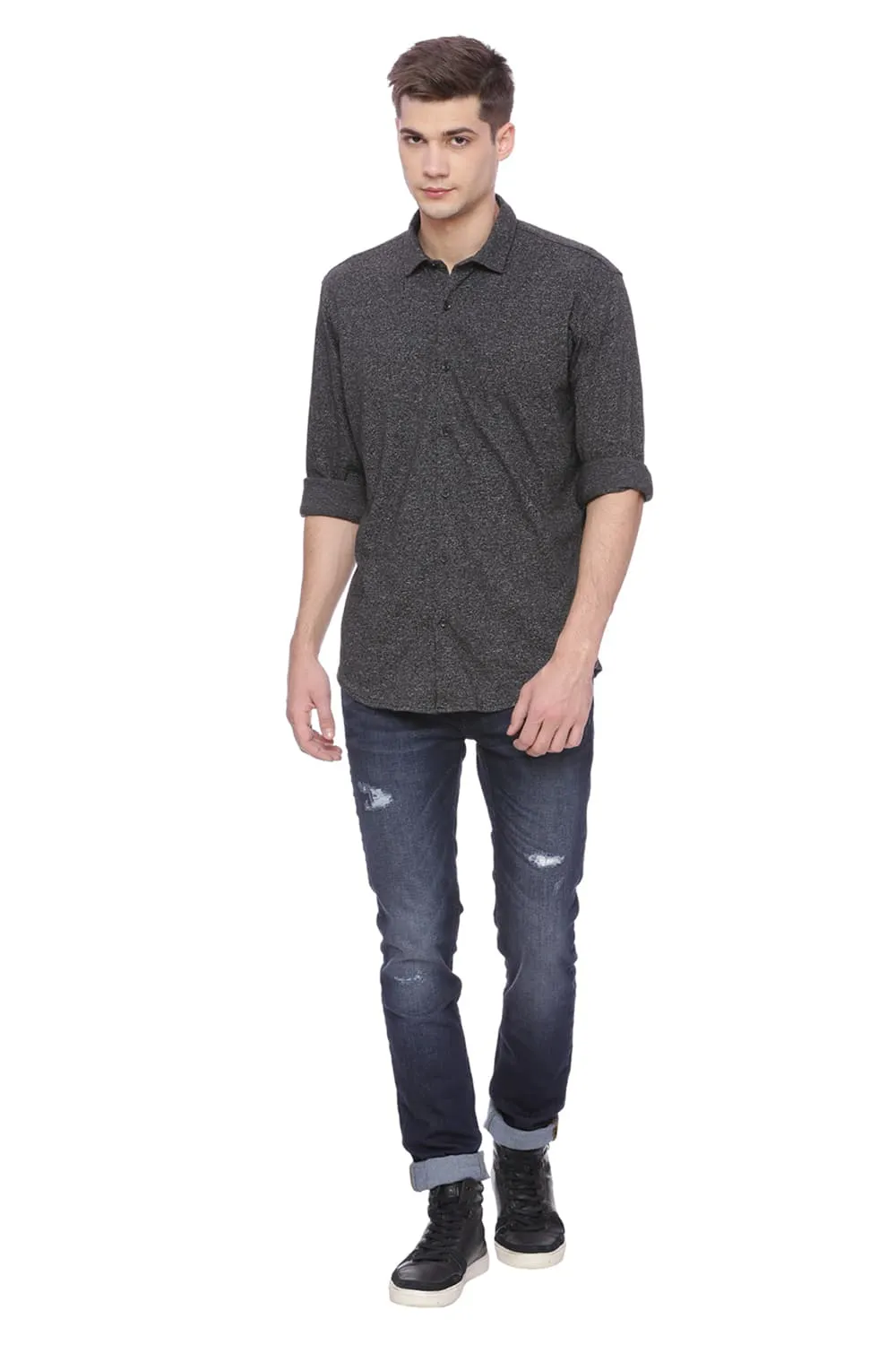 Slim Fit Long Sleeve Knit Shirt