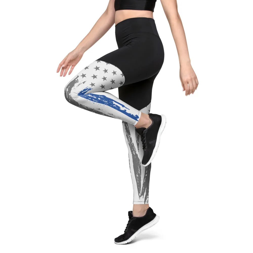 Thin Blue Line Sports Leggings