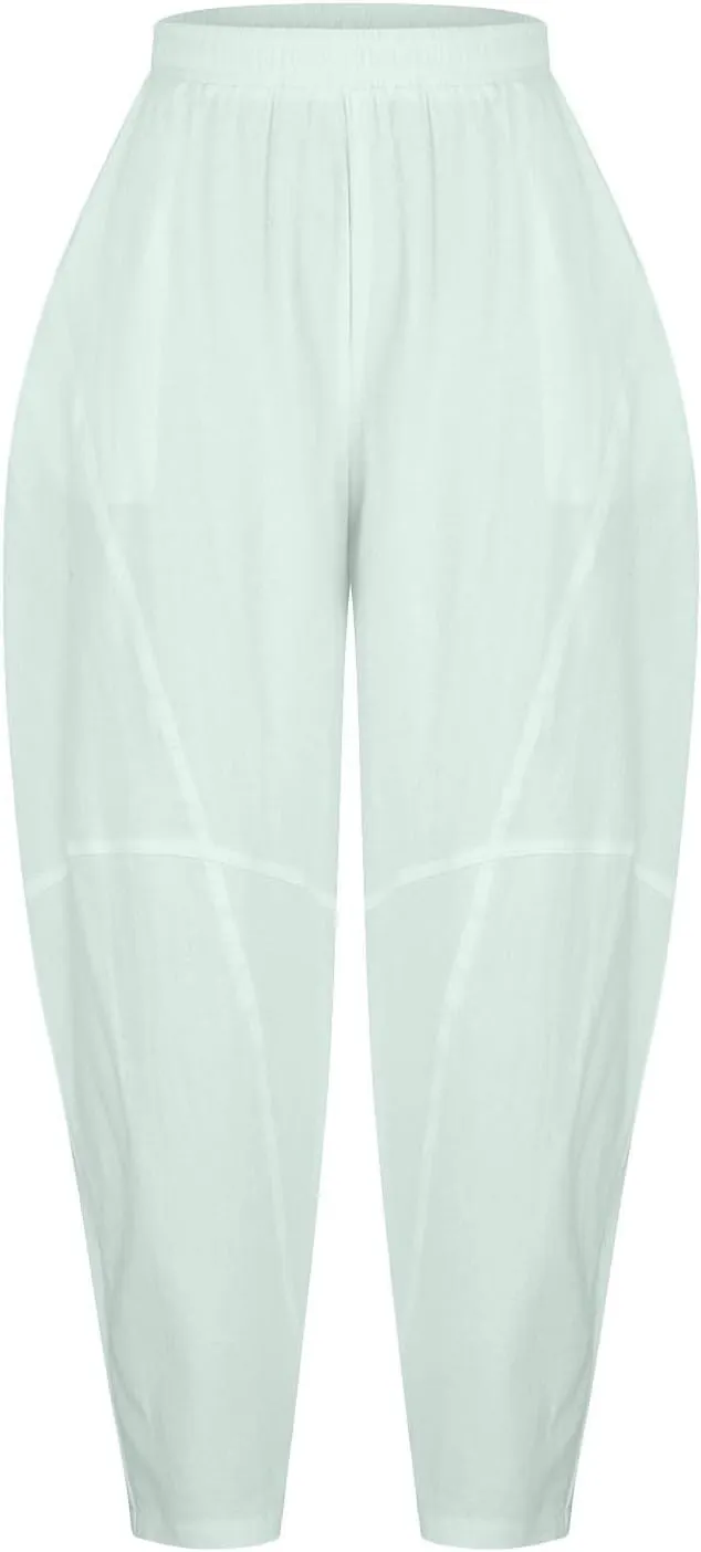 Women Fashion Solid Pocket Casual Loose Pants Spliced High Waist Trousers Wide Leg Pants for Women High Waist